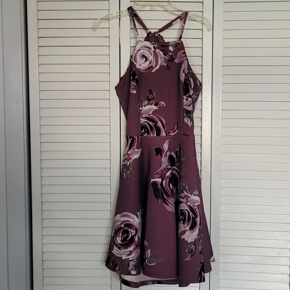 Dry Goods Purple Floral Mini Dress with Lace Back and Open Back - Spring, Summer - Picture 4 of 15